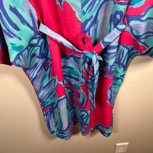 Lilly Pulitzer Wilda Caftan Dress Size Small Pink Sway Beaded Tropical Vacation - Picture 9 of 12